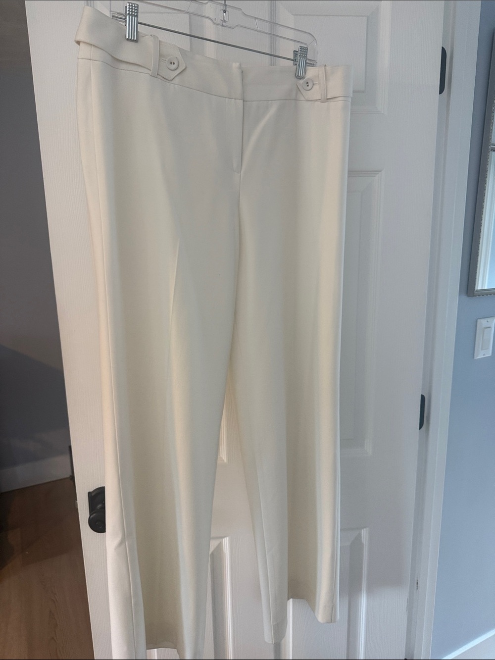 Talbots Cream Dress Trousers with Button-Tab Waist